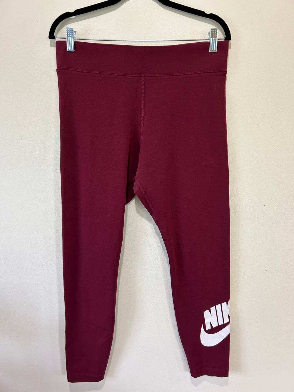 Nike maroon leggings womens XL cropped swoosh logo high waist